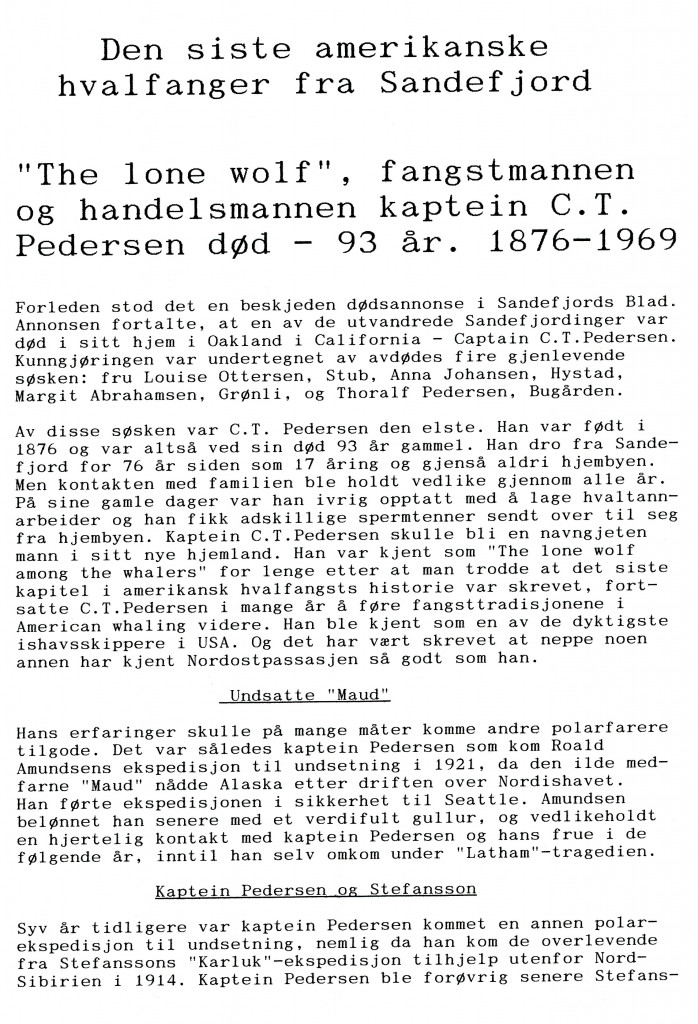 Historien om Kaptein Christian Theodor Pedersen