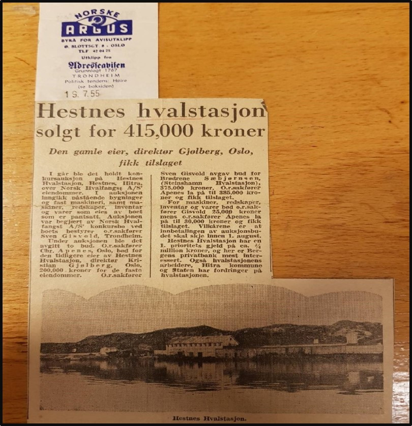 Hestnes Hvalstasjon selges.
