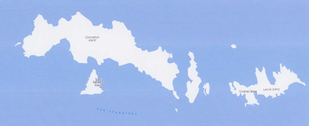 Kart over Sør Orkenøyene