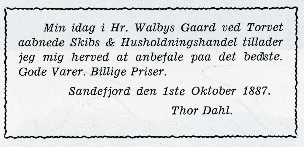 Annonse kopi fra jubileumsutgaven av Thor-glimt. 1962