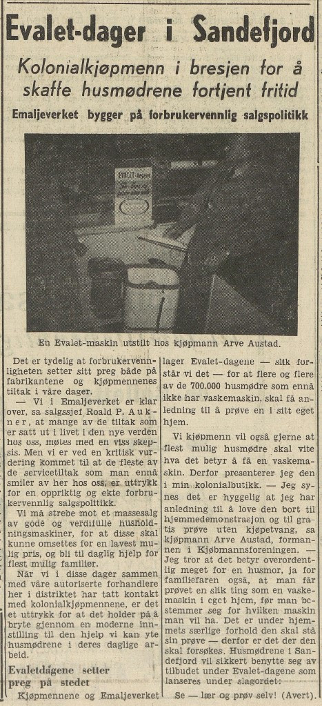 Reklameinnslag i Sandefjords Blad