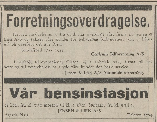 1945 - overdragelse