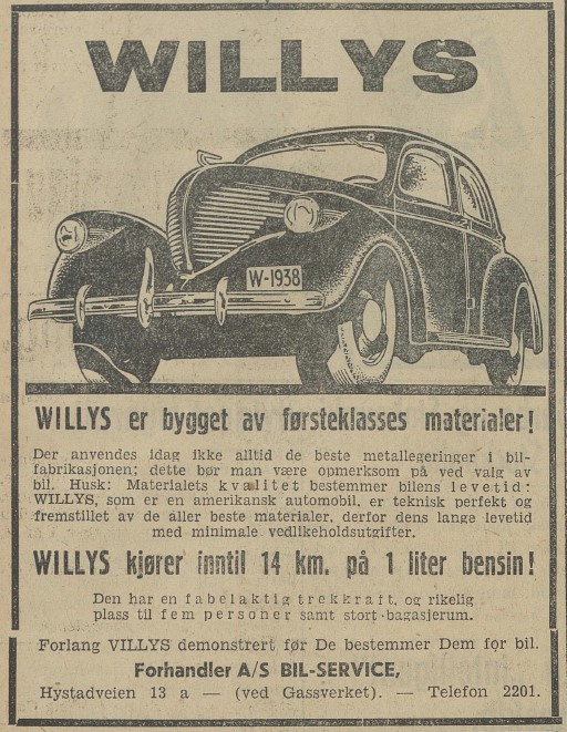 Amerikanske Willys i 1938