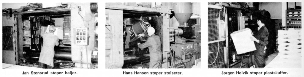Diverse bilder fra produksjonen av plastprodukter.