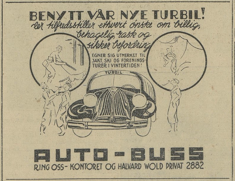 Benytt vår nye turbil - 1936