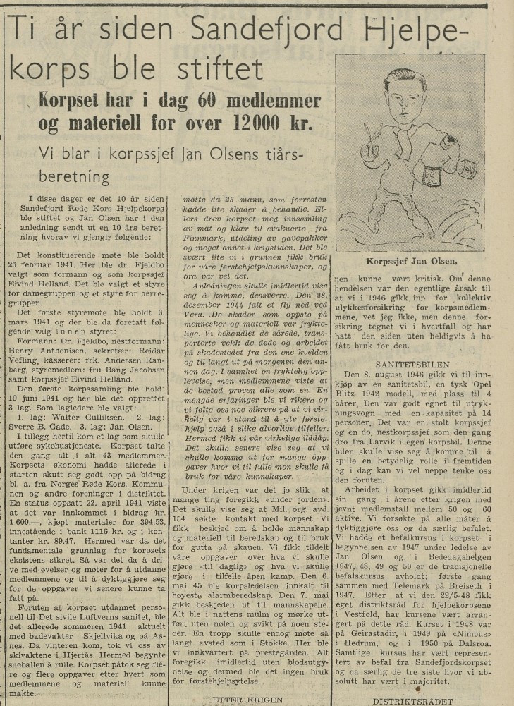 Røde Kors Sandefjord , 10-års jubileum