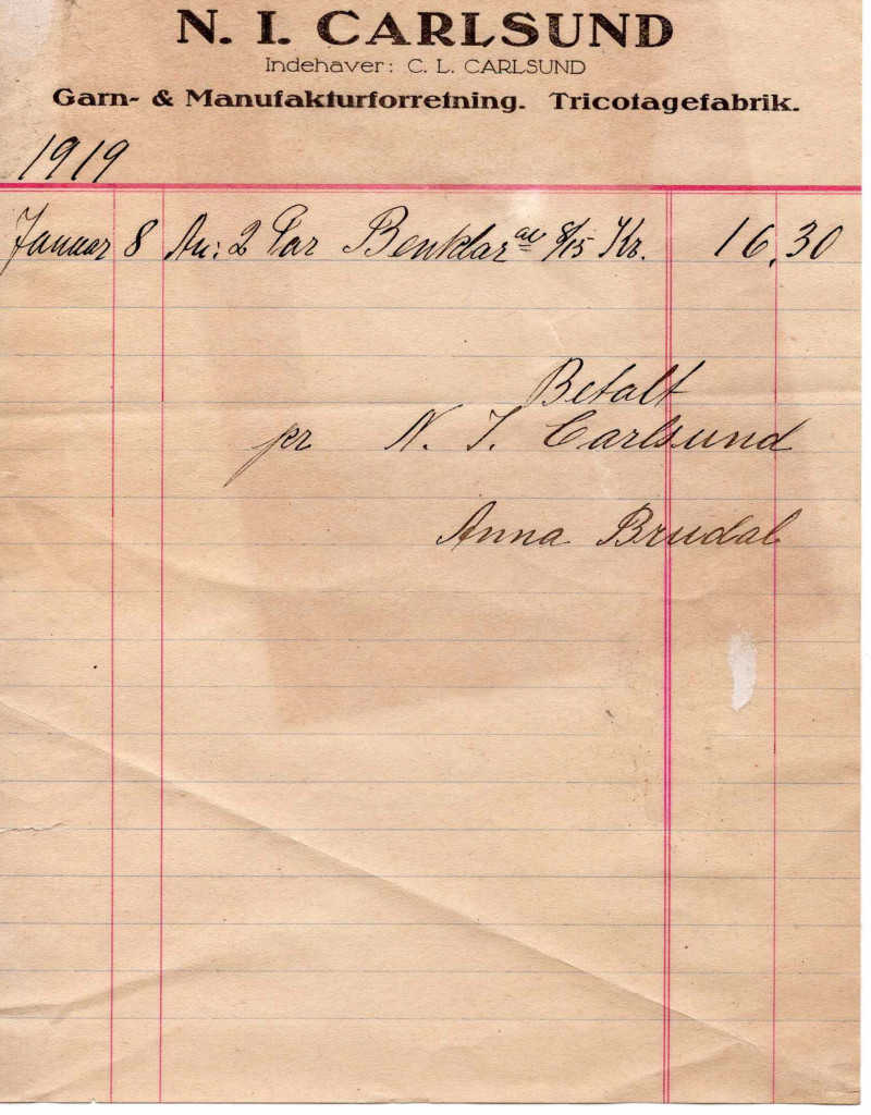 N. I. Carlsund - Garn & Manufakturforretning / Tricotagefabrik