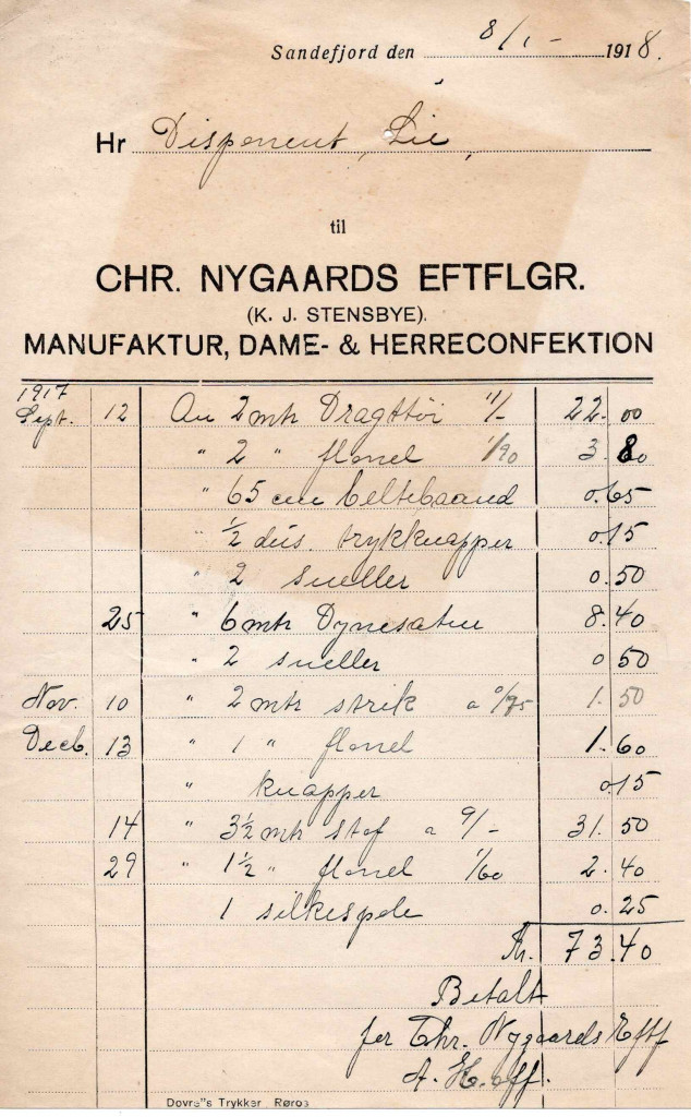 Chr. Nygaards Eftf. (K. J. Stensbye),  Manufakturforetning