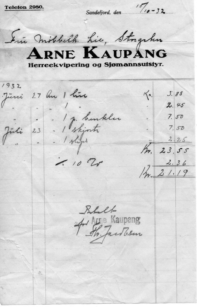 Arne Kaupang - Herreekvipering og Sjømandsutstyr