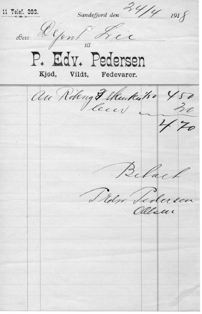 P. Edv. Pedersen, Kjød, Vildt, Fedevarer