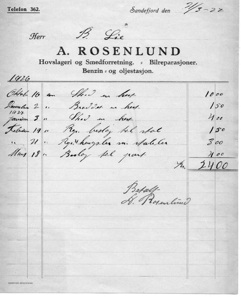 A. Rosenlund  Hovslageri & Smedforretning