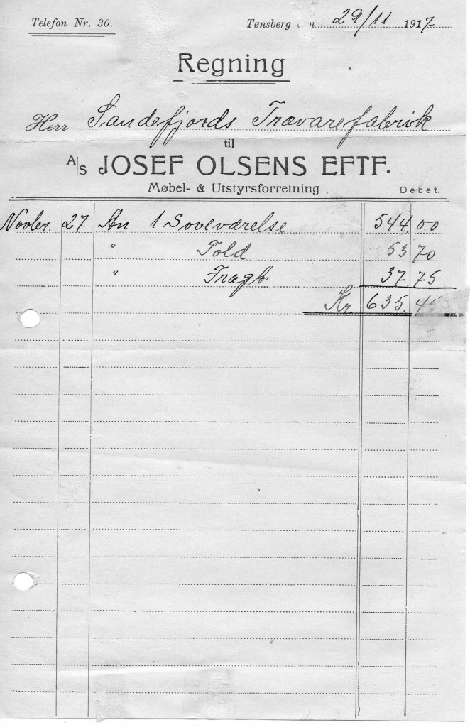 A/S Josef Olsens Eftf., Møbel & Utstyrsforretning