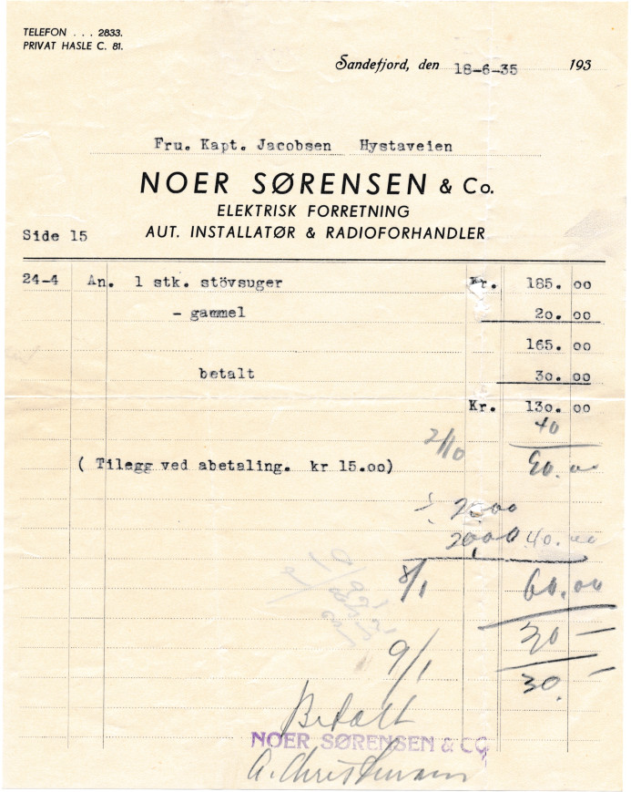 Noer Sørensen & Co, el. forretning og installatør