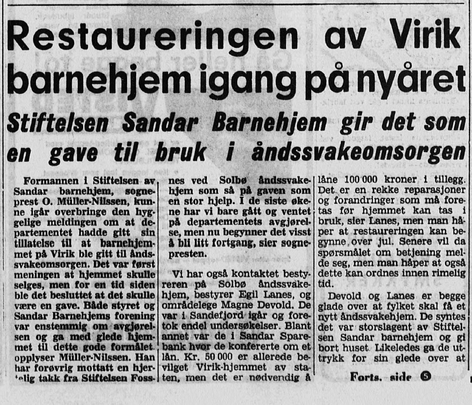 Restaurering av Virik barnehjem