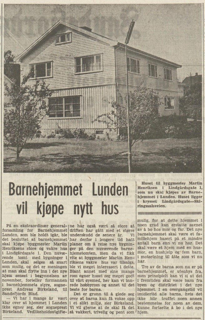 Barnehjemmet Lunden / Lindgaards gate 1