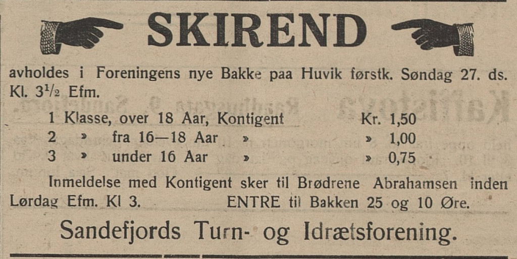 Annonse for hopprenn i Virikbakken