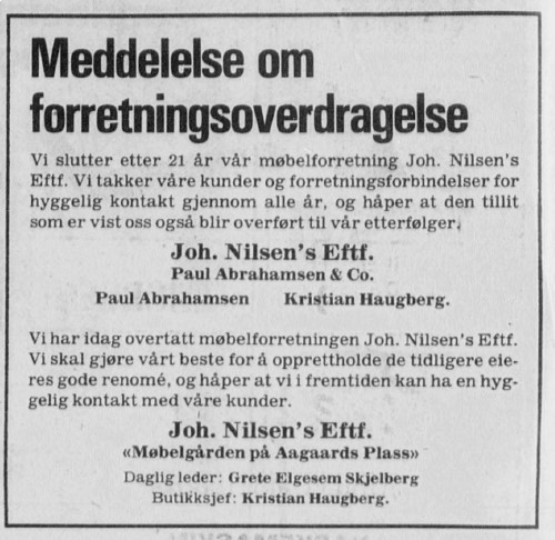 Johan Nilsens Eftf. Paul Abrahamsen & Co. slutter etter 21 år