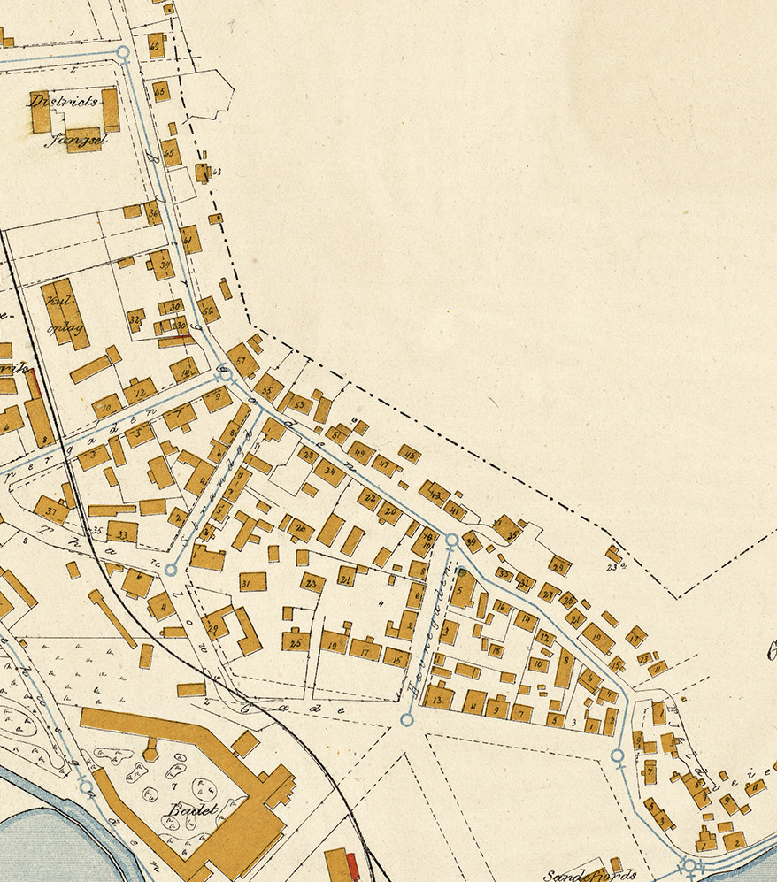 Bjerggata med omliggende gater i 1902