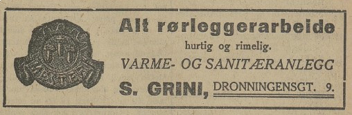 Ingeniør S. Grini, aut. rørlegger