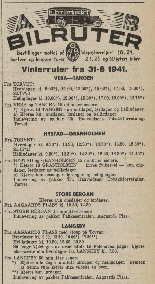 Rutetabell 1941