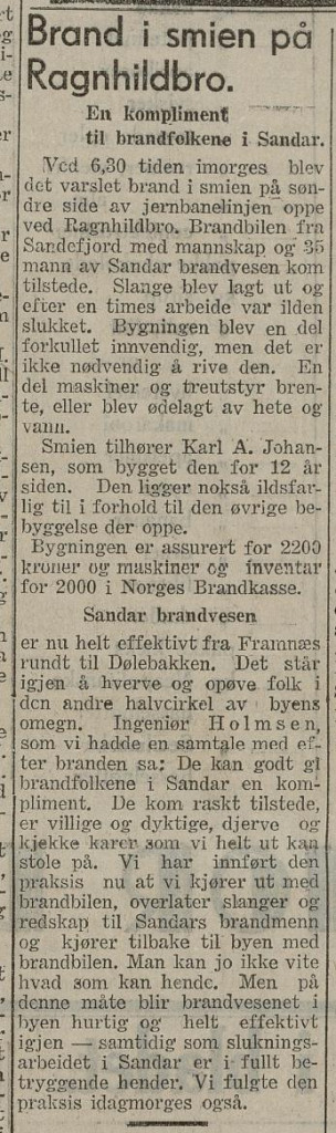 Brann i smien til Johansen