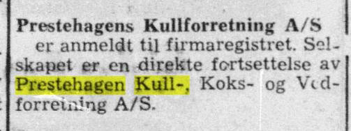 Prestehagens Kullforretning A/S