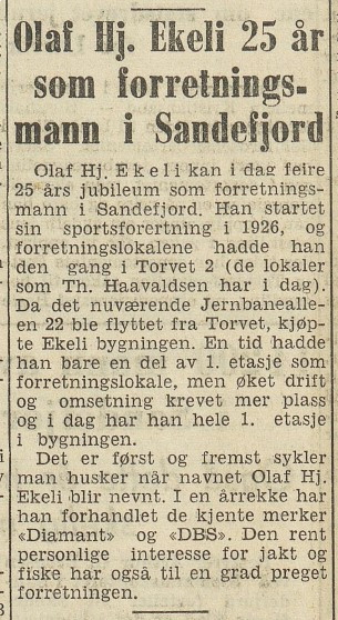 Olaf J. Ekeli 25 år som forretningsmann
