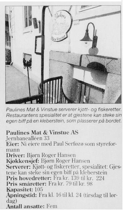 Paulines Mat & Vinstue AS