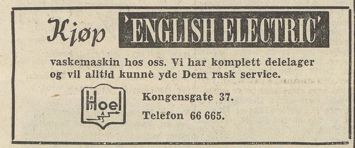 R. J. Hoel  A/S - salg vaskemaskiner