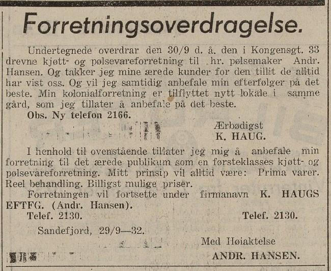 K. Haugs Eftf. - Kjøtt og pølsevarer