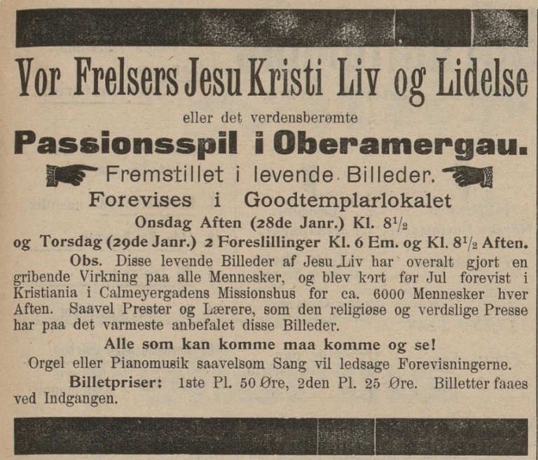 Godtemplarlokalet (Teaterlokalet) var den første kino i Sandefjord