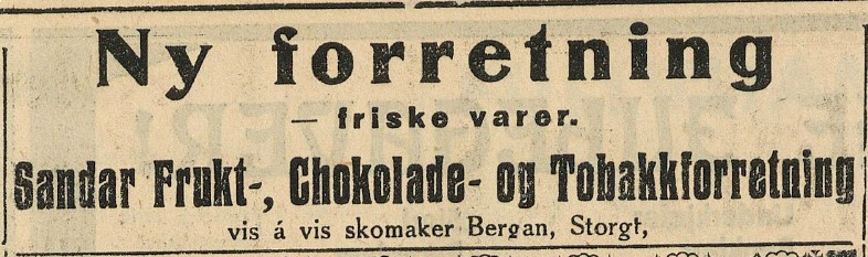 Sandar Frukt-, Chokolade- og Tobakksforretning