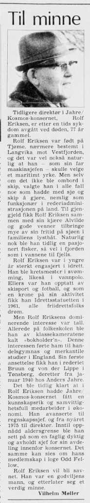 Rolf Eriksen, død
