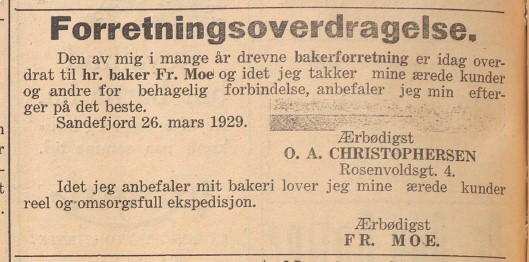 Baker O. A. Christophersen takker for seg