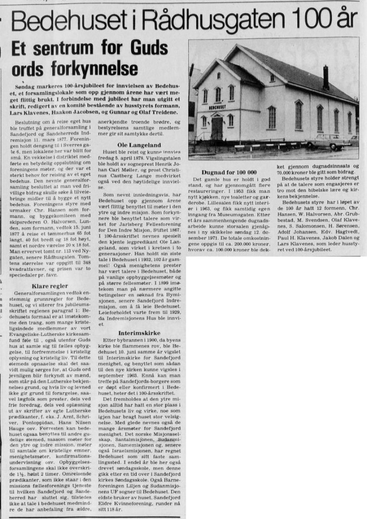 Sandefjord Bedehus 100 år