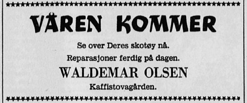 Waldemar Olsen - rep. av skotøy