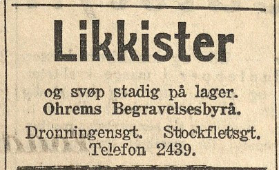 H. Ohrem - sadelmager og begravelsesbyrå