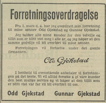 Ole Gjekstad Herreekvipering & Sjømandsutstyr