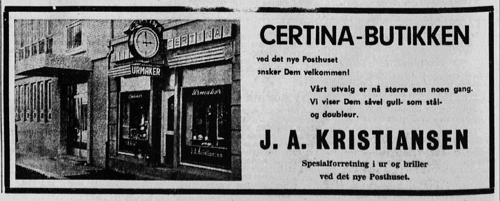 J. A. Kristiansen - spesialforretning ur og briller