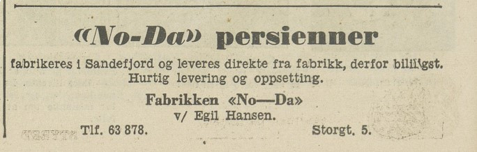 Fabrikken No-Da persienner