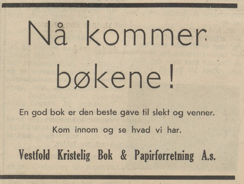 Vestfold Kristelige Bok & Papirforretning A/S