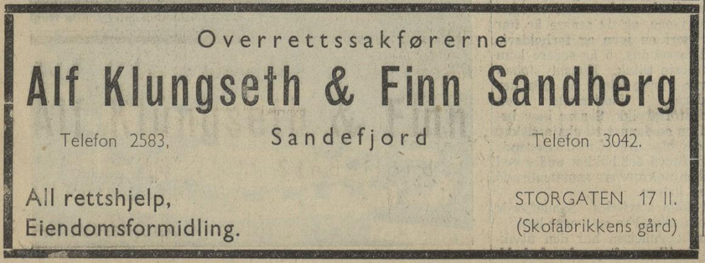 Alf Klungseth & Finn Sandberg, Storgt. 17 II