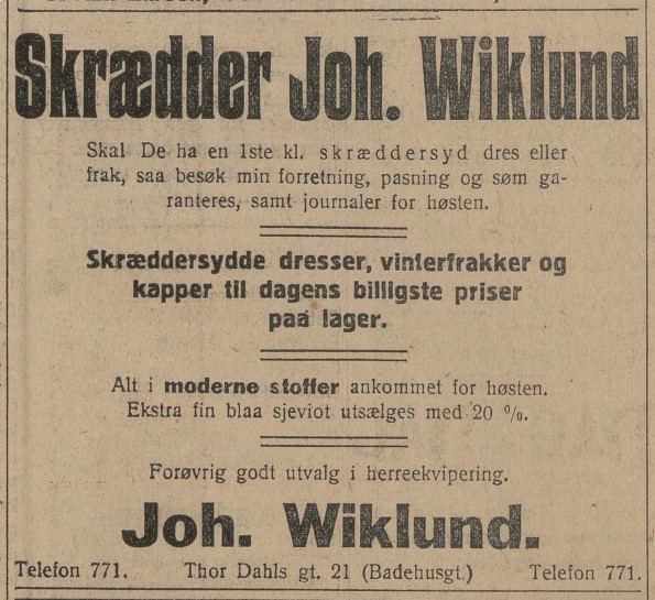Skrædder Joh. Wiklund