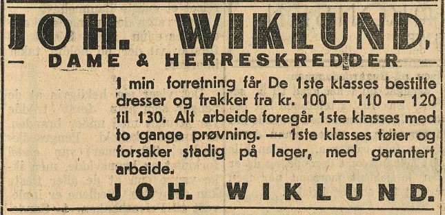 Skrædder Joh. Wiklund