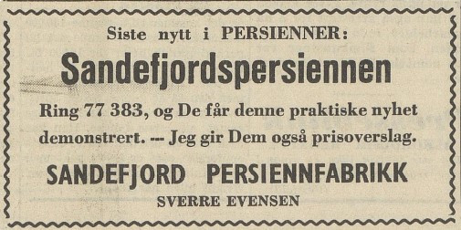 Sandefjord Persiennefabrikk - Thor Dahls gate 19