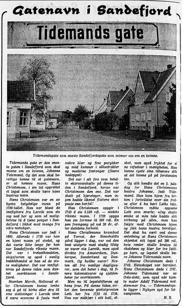 Omtale Tiedemands gate