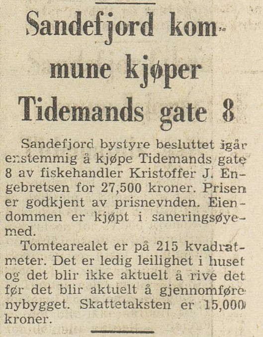 Tiedemands gate 8 - selges til Sandefjord kommune