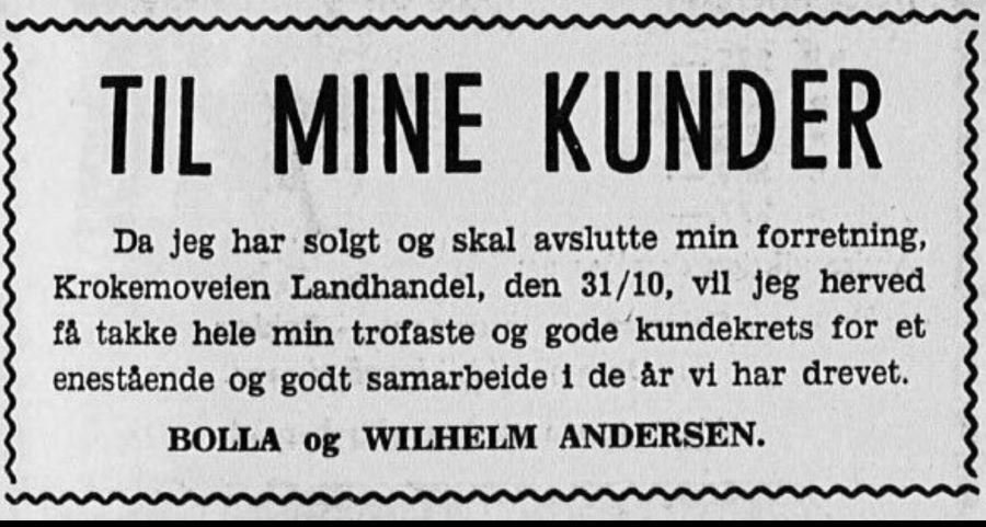 KROKEMOVEIEN LANDHANDEL