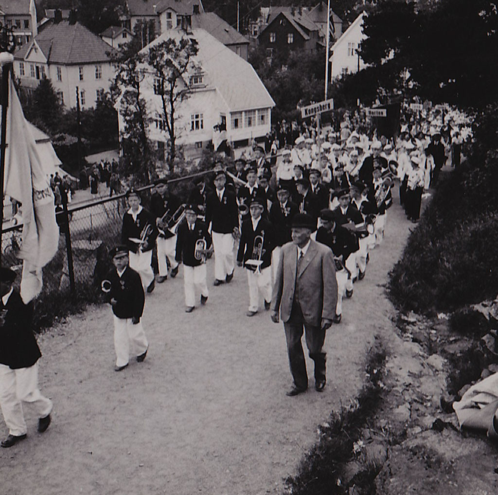 Kretsstevne for guttemusikkorps i Sandefjord 1951.