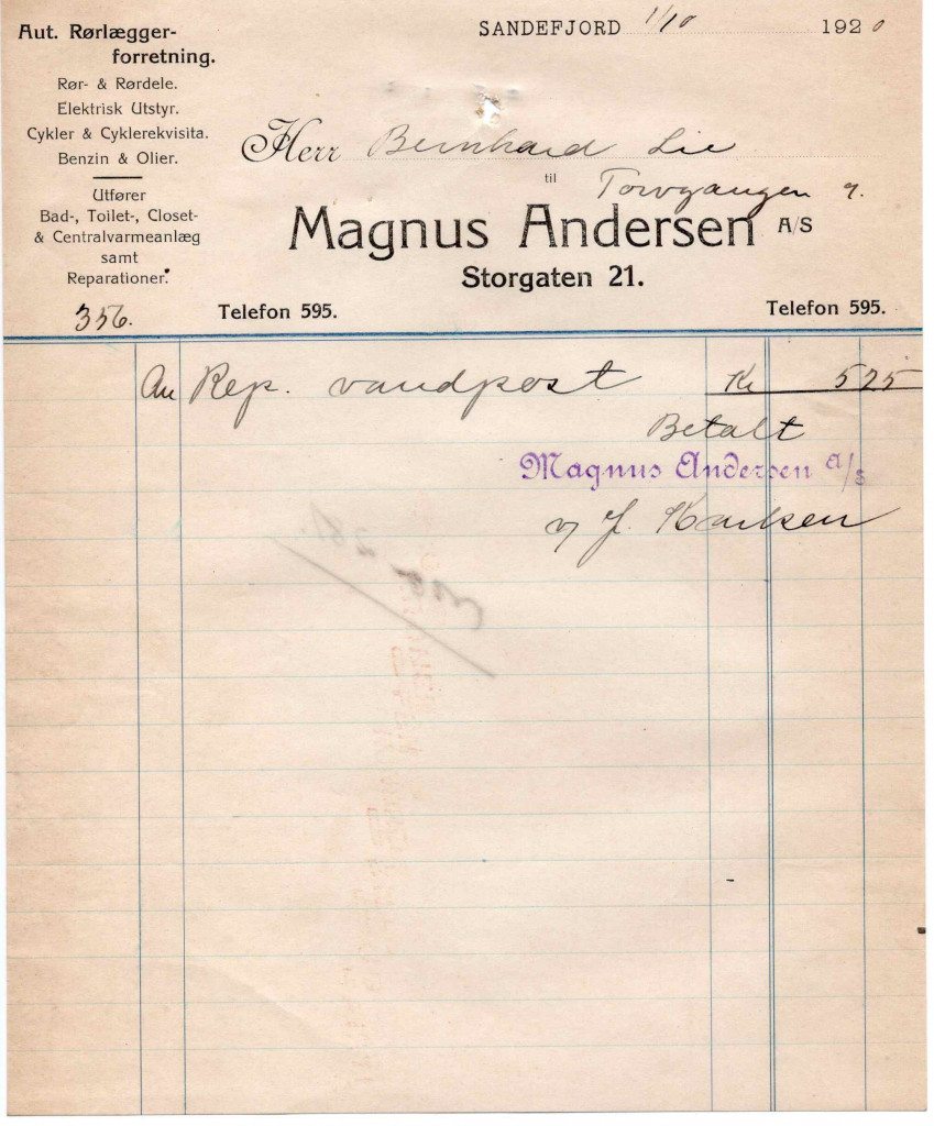 Rørlegger Magnus Andersen, Storgaten 21